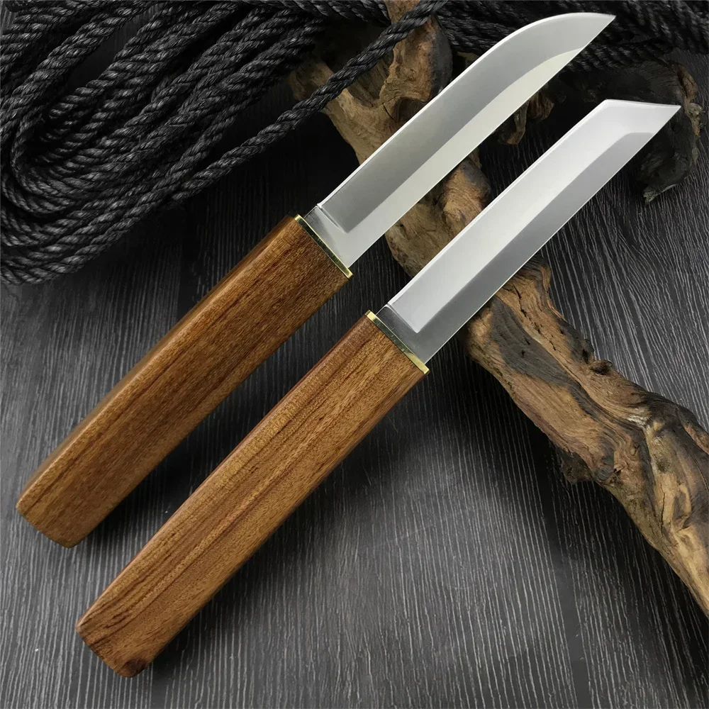 

Wood 2-in-1 Fixed Blade Knife D2 Knife, Outdoor Cutting Knife Camping Survival Rescue Tactical Hunting EDC Pocket Knife