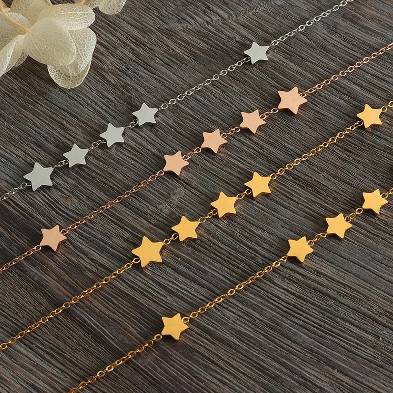 Ze stali nierdzewnej chwost Star Choker dla kobiet z cienkim łańcuszkiem Pentagram wisiorek w kształcie gwiazdy naszyjniki obojczyka Choker biżuteria