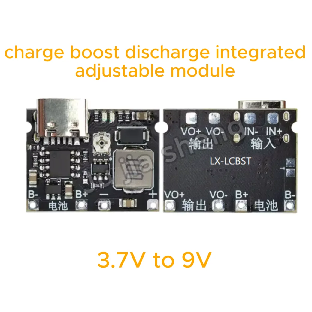 5-20pcs 3.7V To 9V 5V 2A DC-DC Step Up Boost Module Type-C 18650 lithium battery charging and discharging integrated adjustable