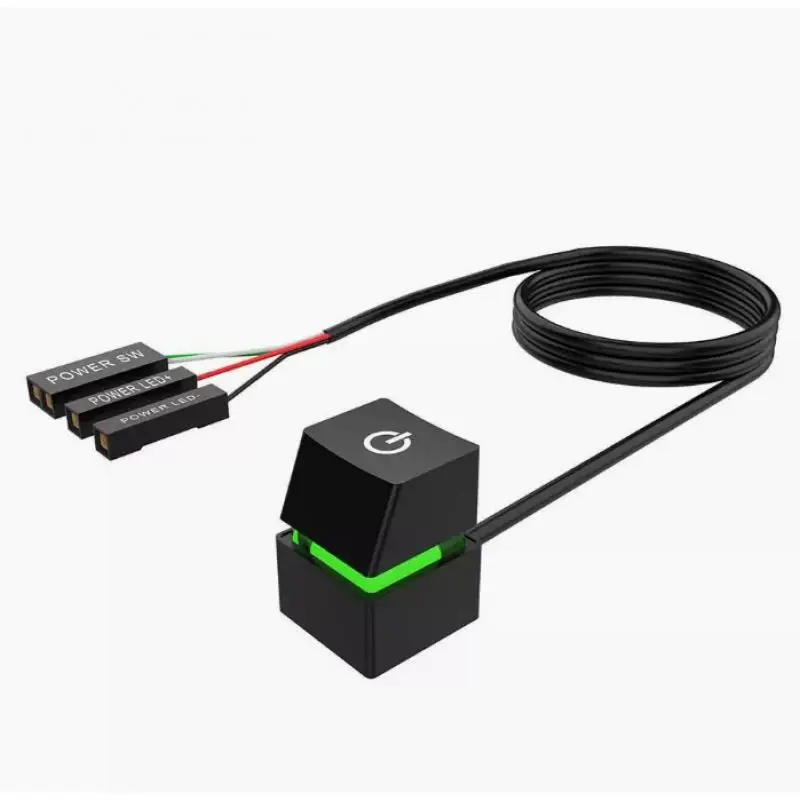PC Motherboard External Power On Off Button Blue LED Light Desktop Computer Switch Black White Color Extension Startup Cable