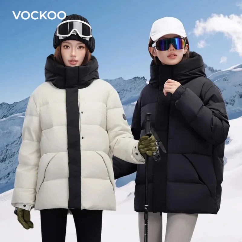 

Vockoo Winter 2026 Arrival Men's Down Jacket Hooded Loose Warm Couple's Outerwear Fashionable Trendy Lightweight Padded Coat