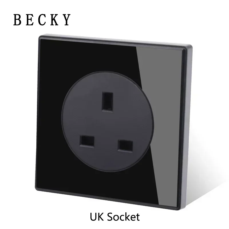 Black Tempered Glass Wall Switch Panel Led European 16a Socket Retro Toggle Light Switch Eu Uk Standard 2usb Socket 1Gang-4gang image 3