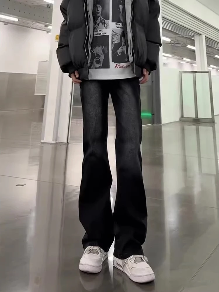 

Bla aduated Waed Flared Jeans Men's Winter Fce Narrow Straight Tube Pants High Street Vibe Casual Wear All Seasons