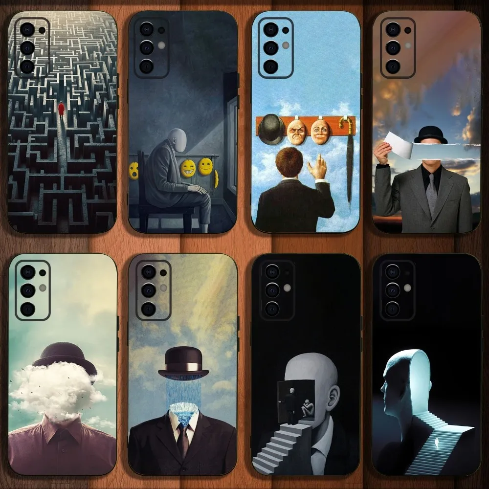Чехол для телефона Art Rene Magritte для Samsung S24,S21,S22,S23,S30,Ultra,S20,Plus,Fe,Lite,Note,10,9, блестящий черный мягкий чехол
