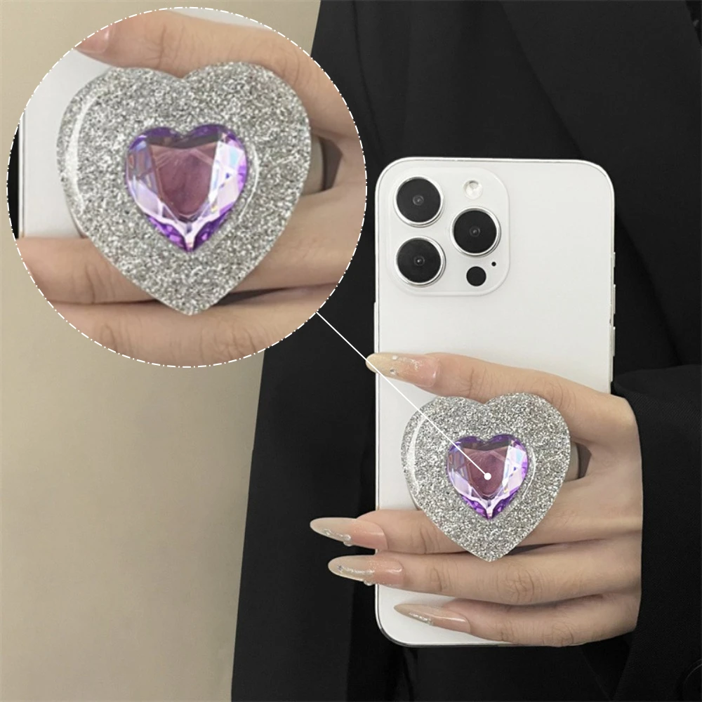 

Магнитный держатель для телефона Magsafe: роскошный, со стразами, в форме сердца, простой дизайн, раскладной, с сильным магнитом, подставка-подушка безопасности