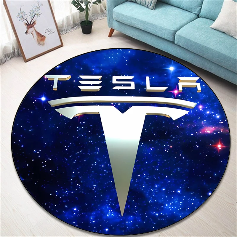 Popular Car Logo HD printed Round Carpet for Living Room Rugs,Camping Picnic Mats Flannel Anti-Slip Rug Yoga Mat birthday Gifts