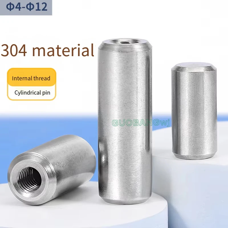 M3 M4-M6 Internal Thread Cylindrical Pin GB120 Female Thread Locating Dowel Pin 304 Stainless Steel OD 4-12mm Length 12-80mm