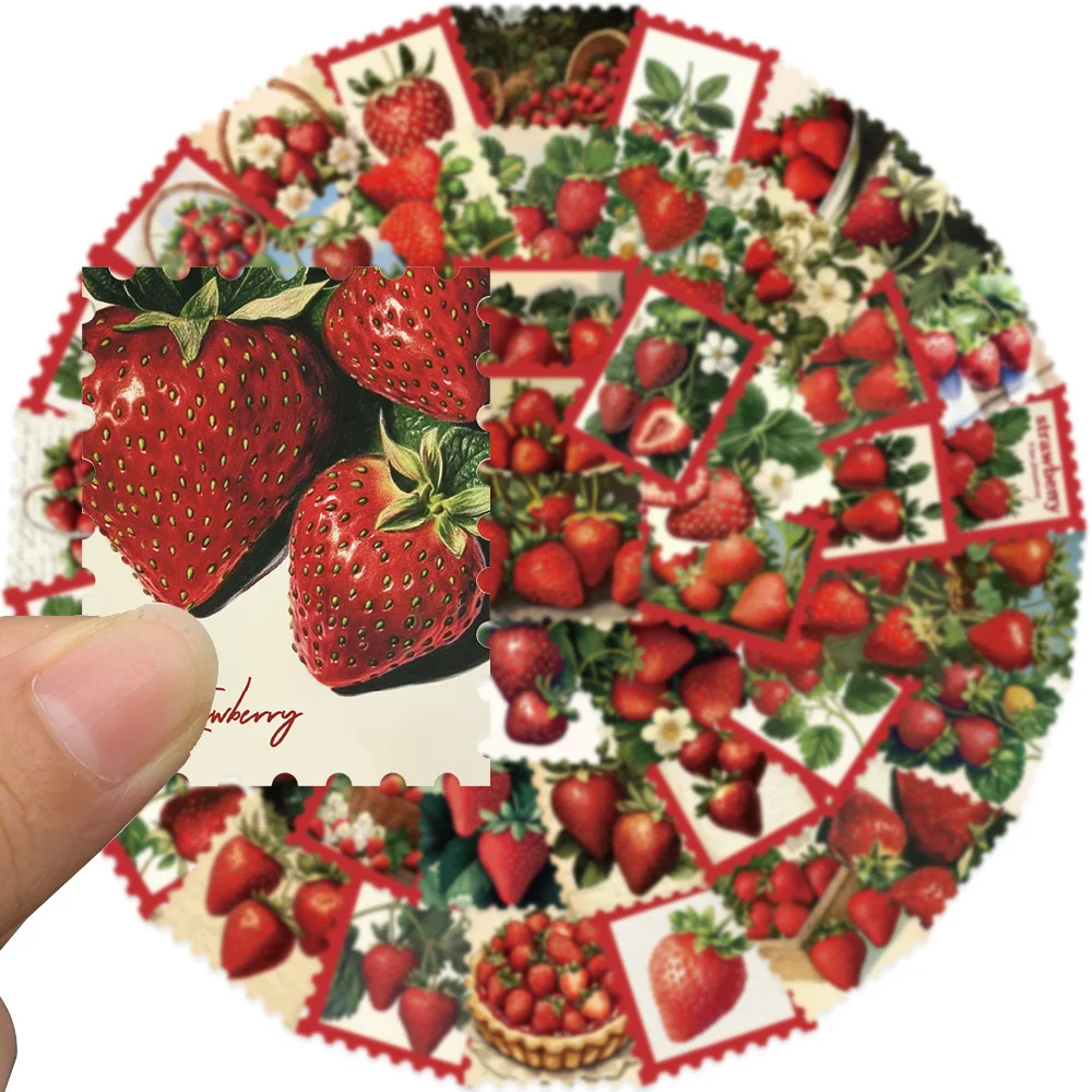 50PCS Erdbeere Obstgarten Stempel Aufkleber Notebook Laptop Gepäck Dekorative DIY Label Tagebuch Notebook Graffiti Schreibwaren Aufkleber