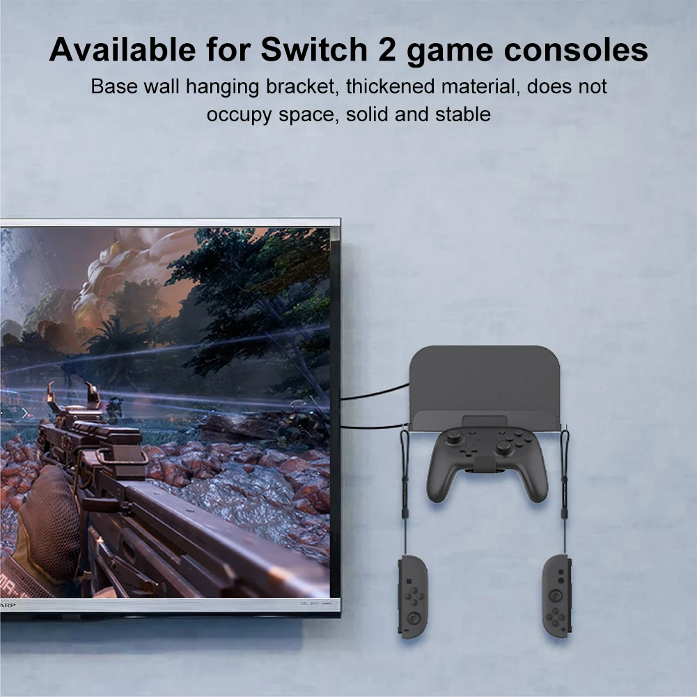 Wall Mount Bracket Display Stand Base with Controller Holder Wall Hanging Storage Rack for Nintendo Switch 2 Console & Accessory