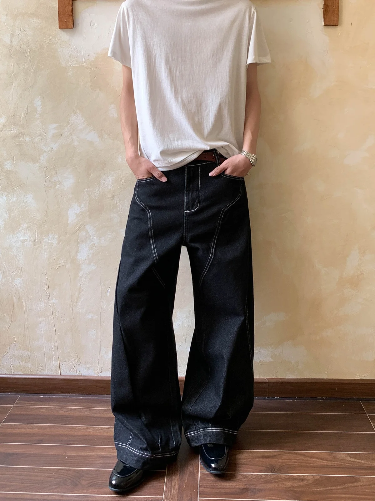 

Джинсы Oalin American Retro с 3D-вышивкой, мужские, свободного кроя, в стиле High Street, универсальные, прямые, повседневные, длинные брюки