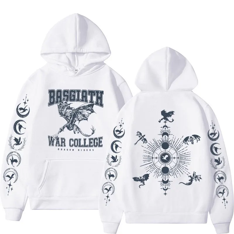 Fourth Wing Double-Sided Hoodies Basgiath War College Bookish Dragon Rider Hoodie Men Women Harajuku Vintage Pullover Sweatshirt