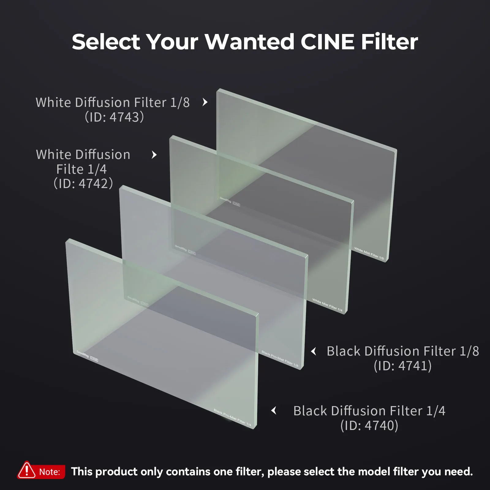SmallRig CINE 4 x 5.65 White Mist 1/8 1/4 Filter Meet High Standards of Cinematic and Video Production Two Version ,Portable