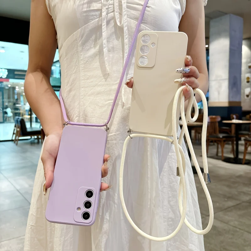 Capa de celular mais vendida com fivela de metal, cor sólida fosca e alça transversal para Samsung S26 S25 S24 S23 S22 S21 Plus Ultra FE Edge Anti
