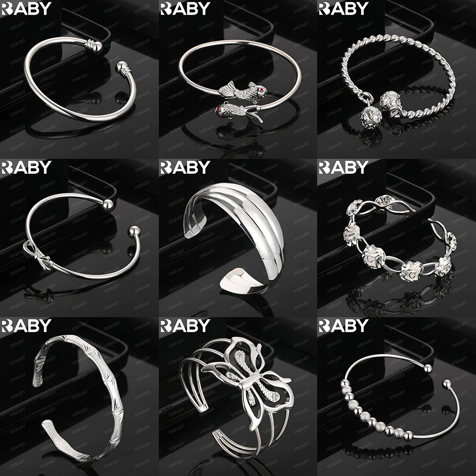 

URBABY 925 Sterling Silver Design Bangle For Women Men Creativity Gifts Street All-match Party And Daily Wear