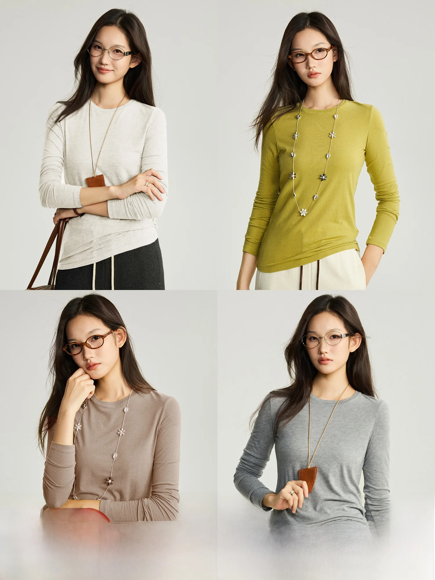 

NAGUAGU Pumpkin Valley Cloud Sensation Layering T-irt Antibacterial Modal Wool Long Sve Simple oulder Women's Top