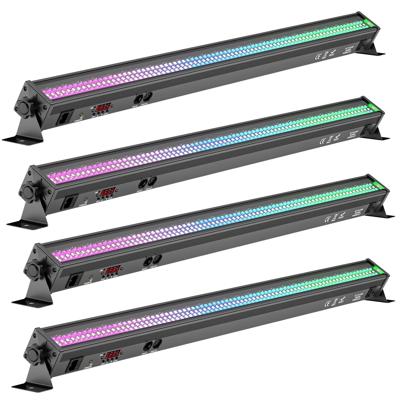 Image of Yiflamefly 4er-Set 150W 336-RGB LED Wall Washer Lichtleiste Hochgeschwindigkeits-Stroboskop-Bühnenlicht DMX DJ-Licht für Nachtclub, Hochzeit, Party, KTV, Bar