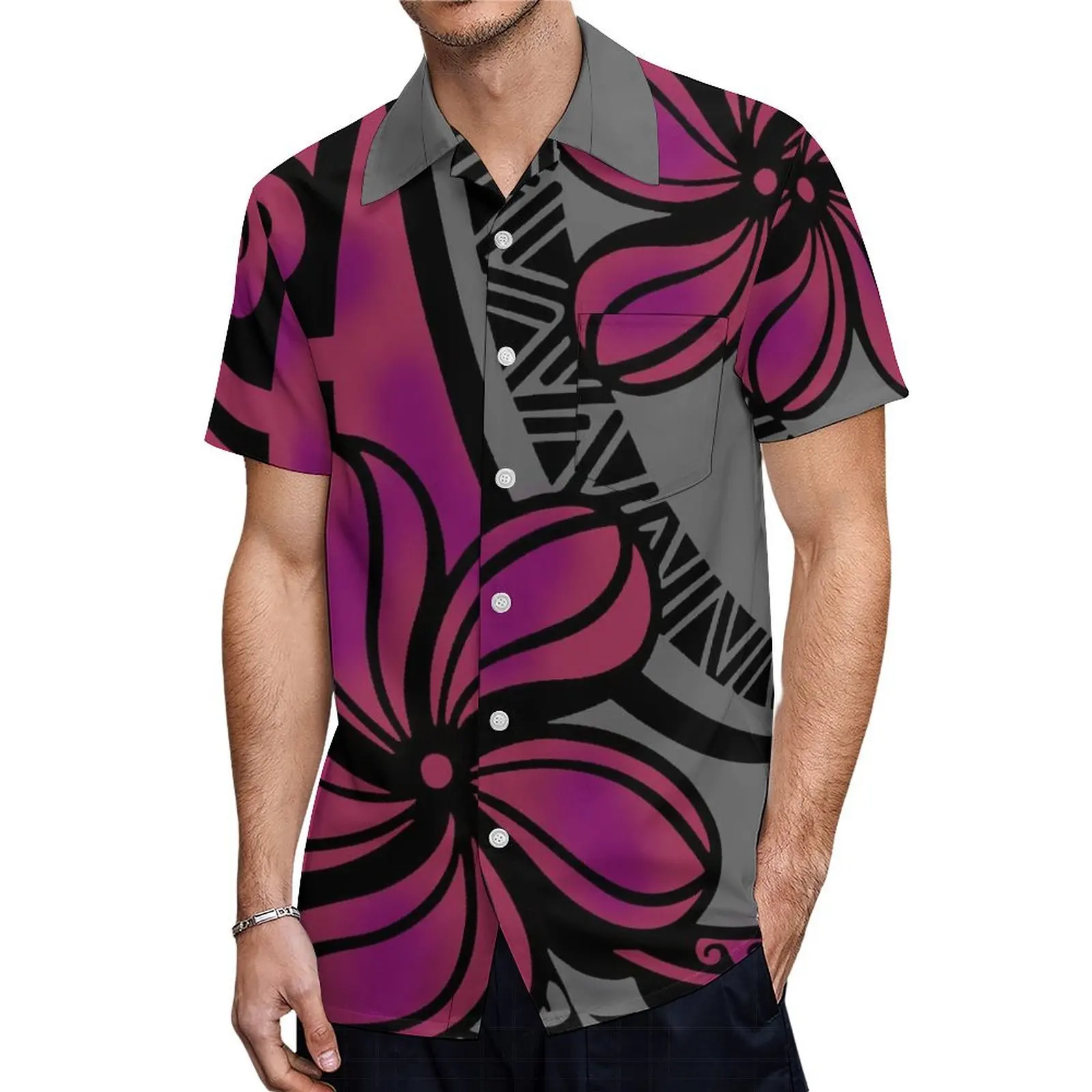 Mumu-traje de pareja polinesiano para mujer, Vestido de manga abombada con camisa de playa Hawaiana para hombre, talla grande, Verano