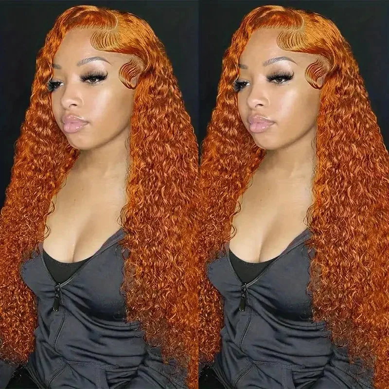 

Orange Ginger Lace Front Wig Curly Human Hair Wigs For Women 30Inch Deep Wave Frontal Wig 13x4 13x6 Hd Lace Front Human Hair Wig