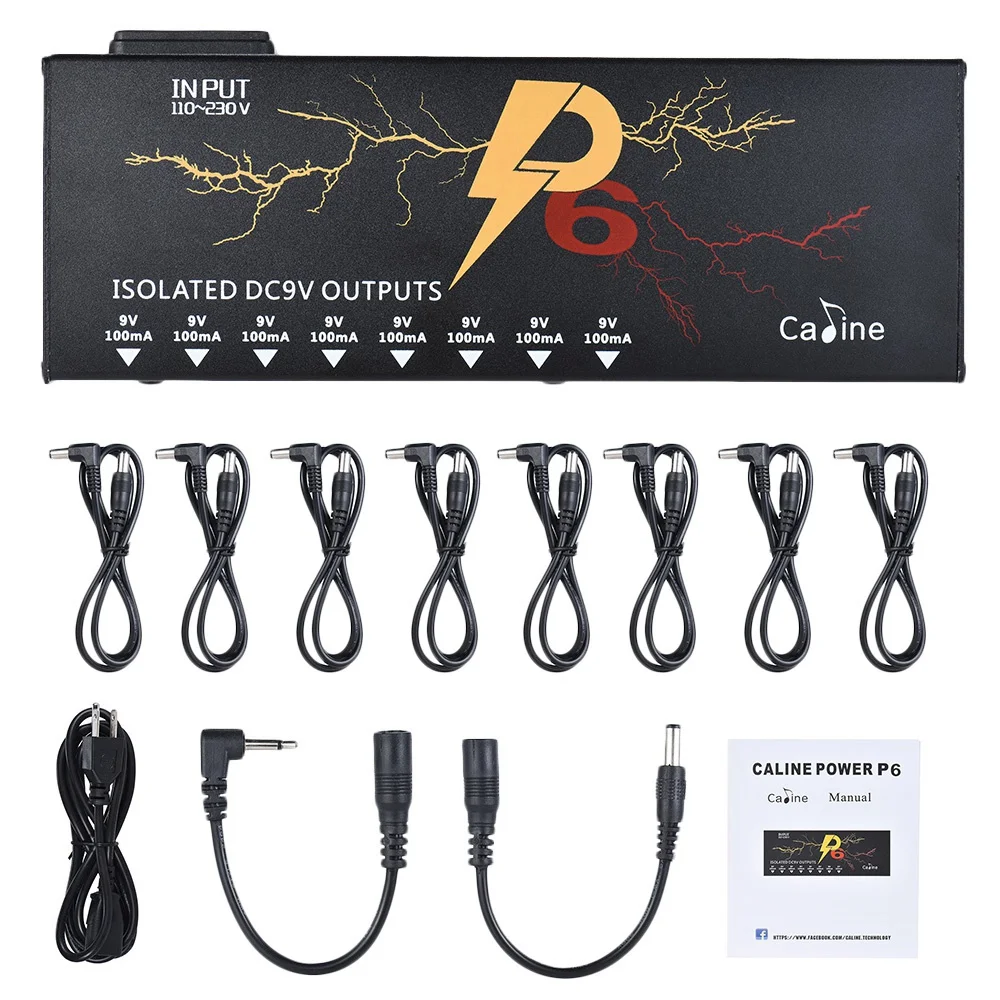 

Caline P6 Guitar Effects Power Supply Station 8 Isolated Dc 9V Output for Guitar Effect Pedal with Short Circuit Protection,Us P