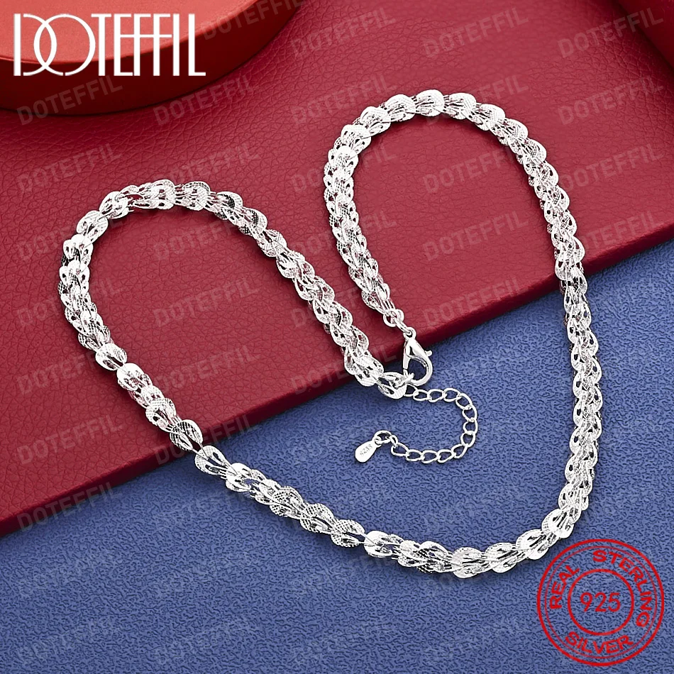 925 Sterling Silver Exquisite Lathe Engraved Pattern Chain Neckalce Jewelry Women Fashion Party Wedding Gifts
