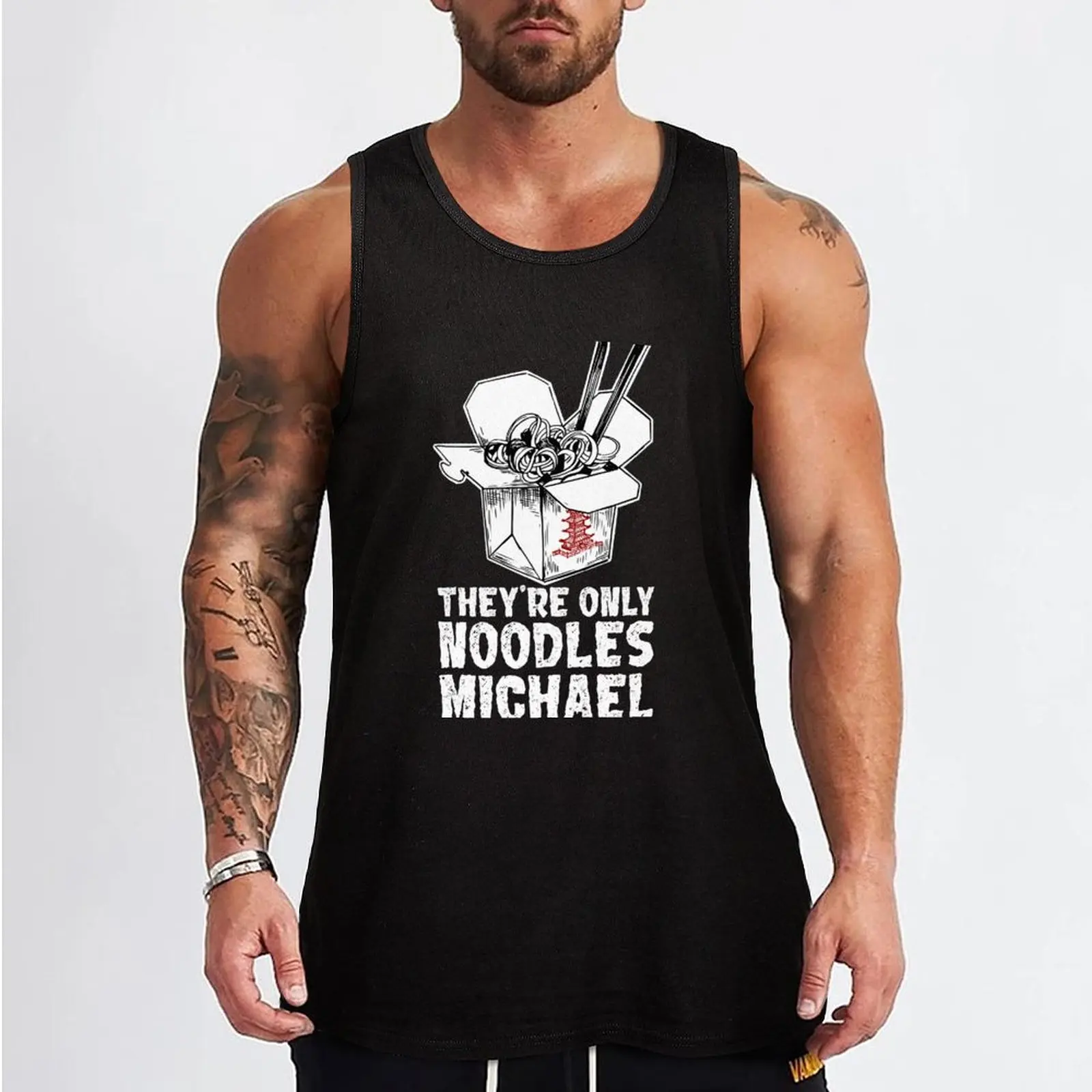 They're Only Noodles Michael Tank Top Sports shirt man Men's fitness t-shirt