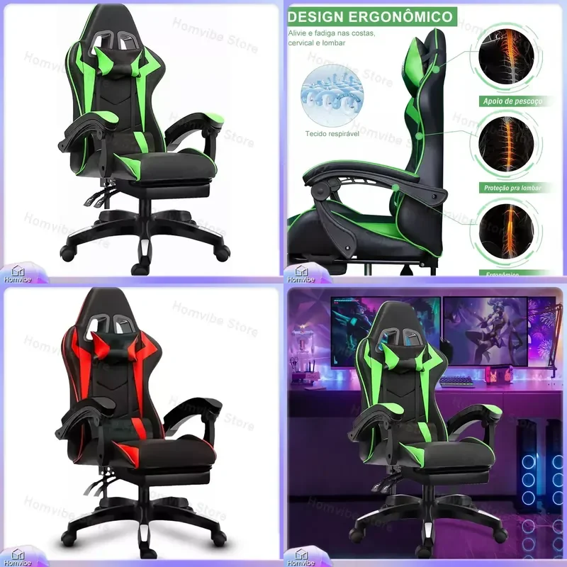 High-Back Ergonomic Gaming Chair with Footrest Adjustable Reclining Office Chair for PC Gamers Computer Desk Chair Racing