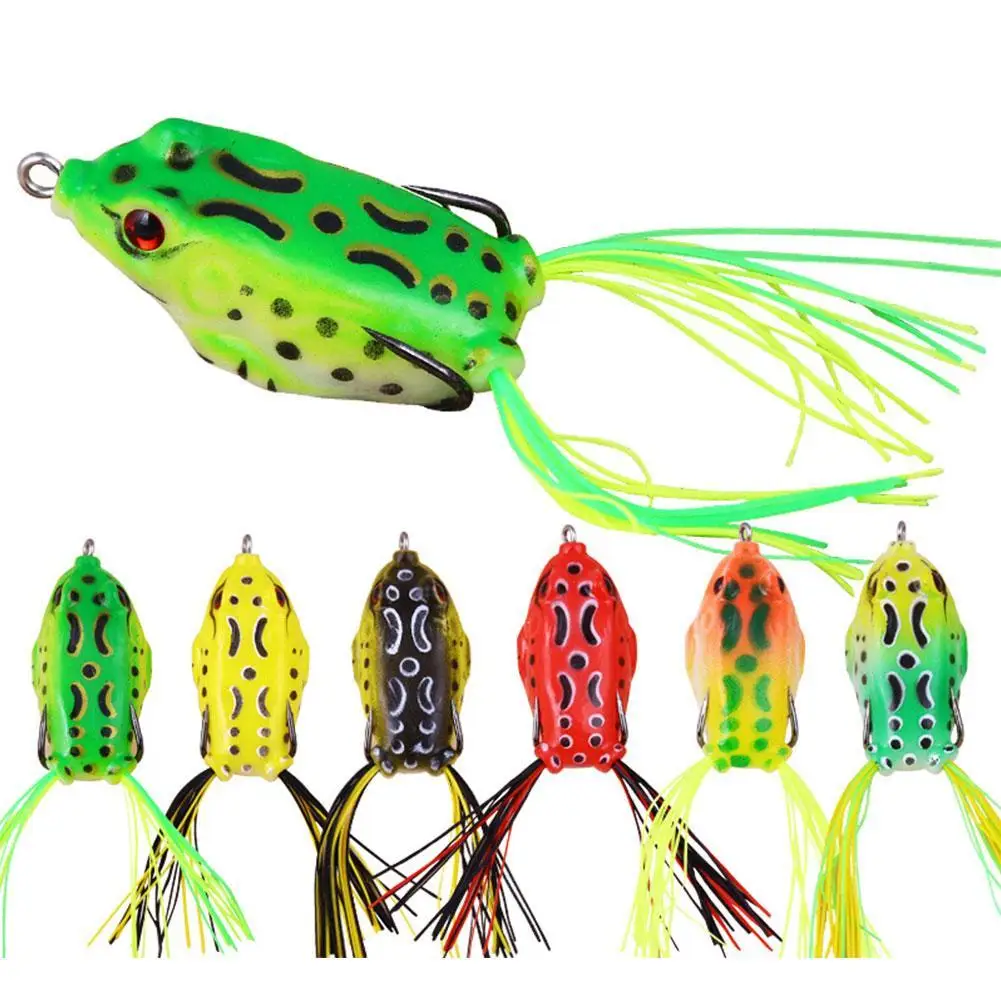 

Frog Lure Soft Tube Bait Plastic Fishing Lure with Fishing Hooks Topwater Ray Frog Artificial 3D Eyes