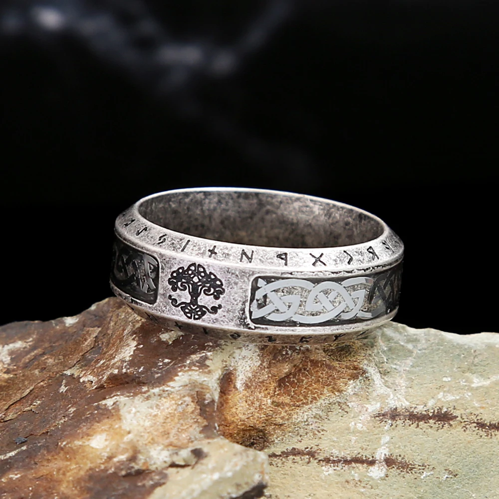 New Design Vintage Nordic Viking Tree Of Life Ring For Men Women Stainless Steel Celtic Knot Ring Punk Biker Amulet Jewelry Gift