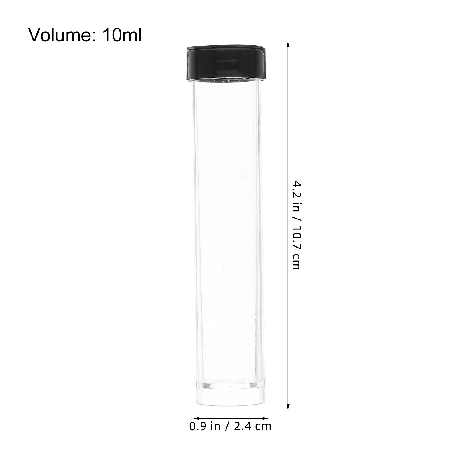 

12 Pcs Test Tube Syringe Sealed Bottle 10ml Large Black Clear Plastic Leak Proof Good Sealing Small Compact Portable Lightweight