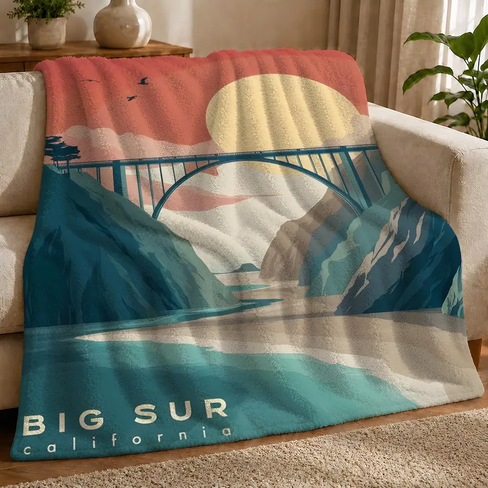 Big Sur Reading Corner Companion Patterned Artistic Ready To Use Indoor Use Portable Travel Throw Throw