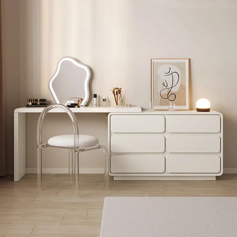DSA light luxury cream bucket cabinet integrated dresser solid wood makeup table bedroom bay window dressing cabinet