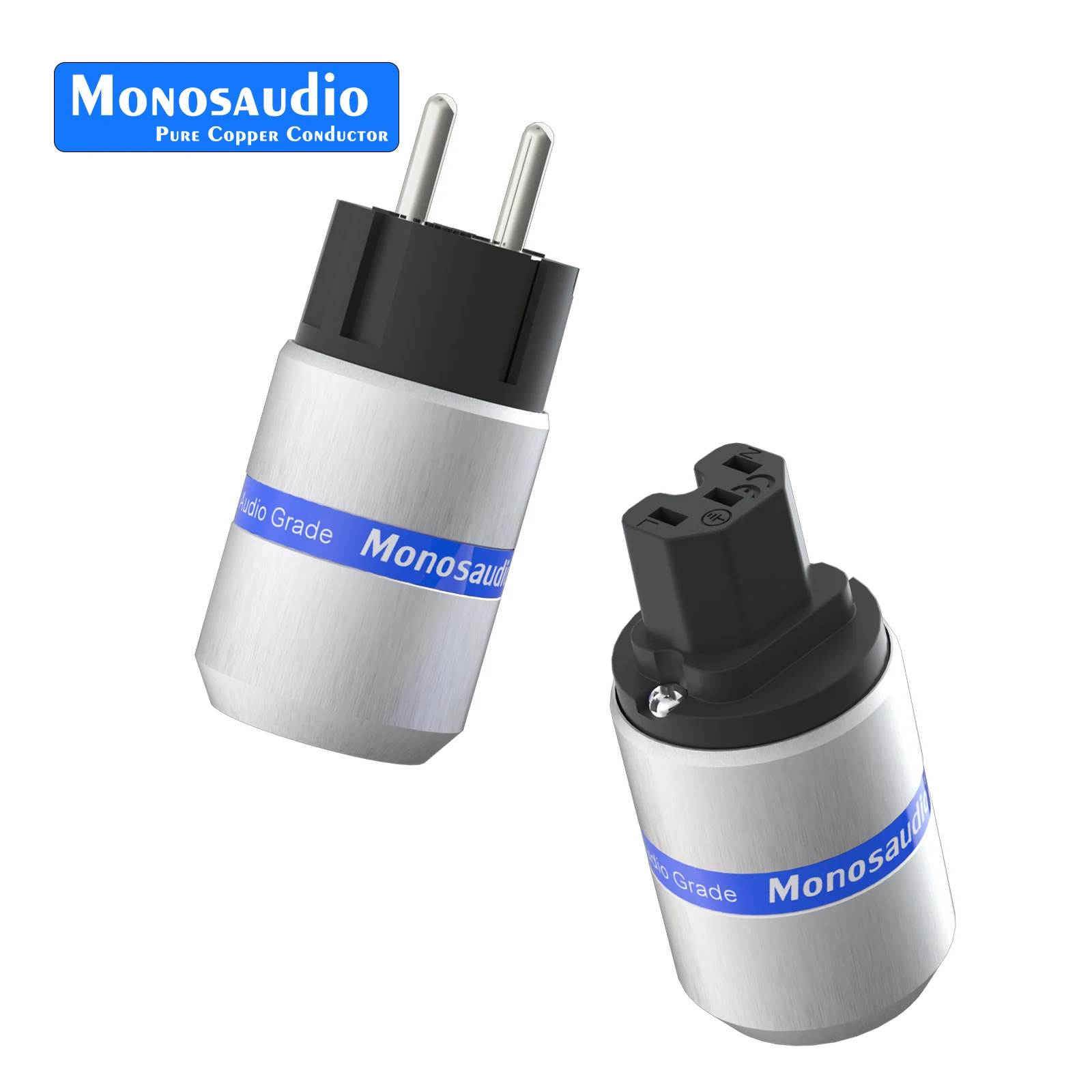 Monosaudio ue schuko plugue de alimentação cobre puro 24k ouro ródio conector cabo alta fidelidade áudio adaptador tomada alimentação da ue e106/f106