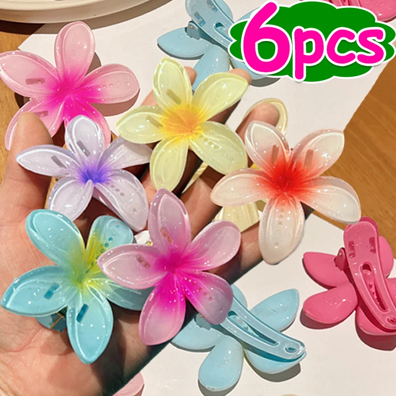 Retro Beach Vacation Bohemia Egg Flower Hair Claw Hair Clips Gradient Flower Large Hair Claw Hairpin Women Girls Accessories