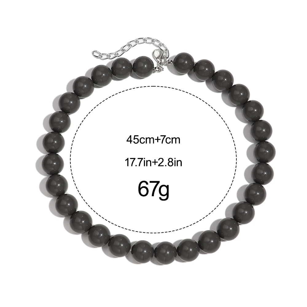 Modische Bunte Runde Acryl-Perlen Choker-Halskette für Frauen Einfache Handgemachte Perlenkette Statement-Schmuck Geschenk – Detail 1