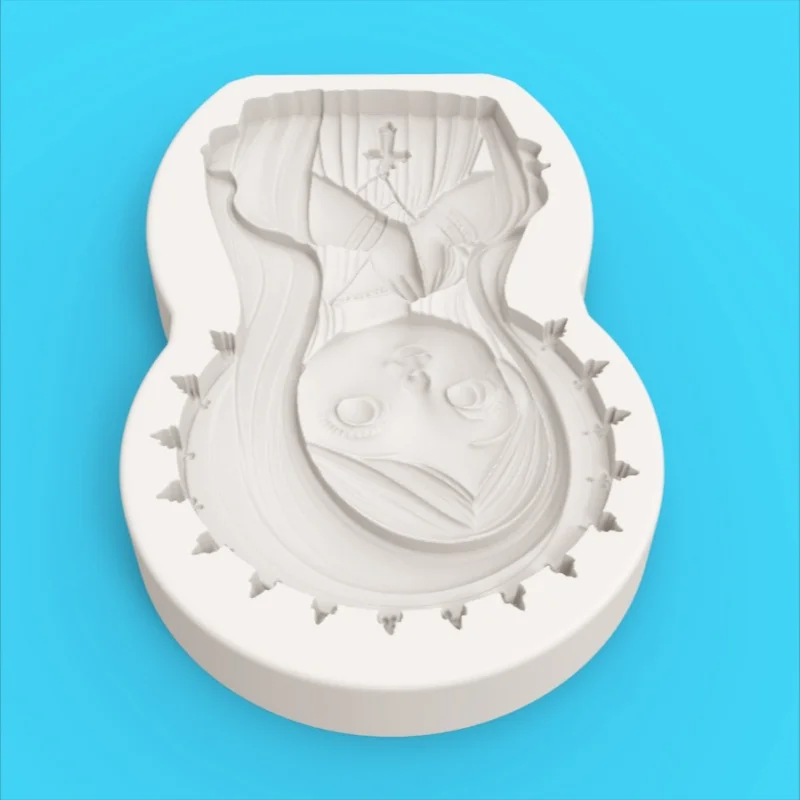 【Q Version Saintess Prayer Statue Silicone Baking Mold】Halo Cross Shape Chocolate Candy Fondant Decoration Mold - view 4