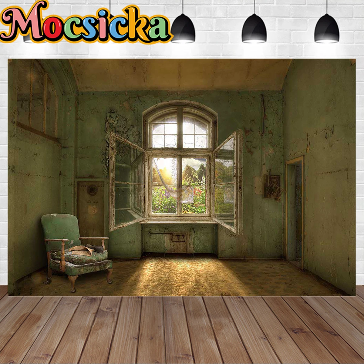 

Mocsicka Retro Studio Photographic Background Old Wood Chair Abandoned House Window Decoration Backdrop Pregnant Portrait Photo