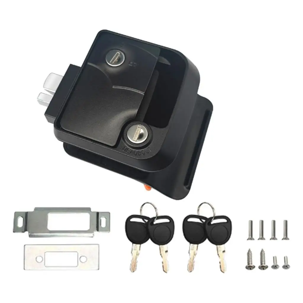 

Black RV Entry Door Lock Zinc Alloy Core Paddle Deadbolt with Keys Easy Install for Camper Trailer Home Cabinet