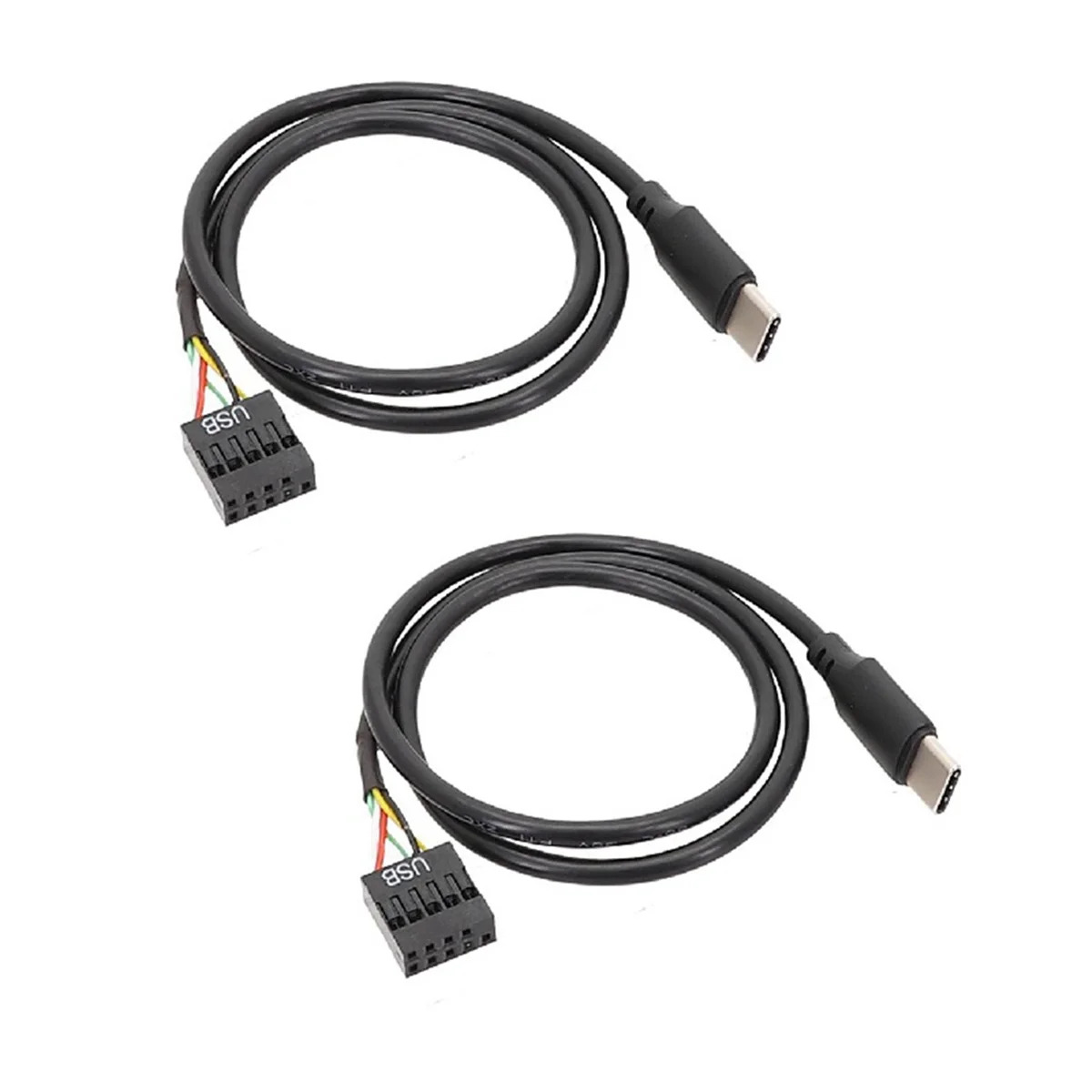 2Pcs USB 9Pin to USB Type C Cable for Computer Motherboard to USBC Secondary Screen PC LCD Screen 9Pin USB Cable