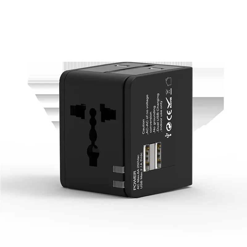 Universal Travel Adapter Worldwide AC Plug Converter Dual USB 2.1A For US EU UK AU International Tourist Charger