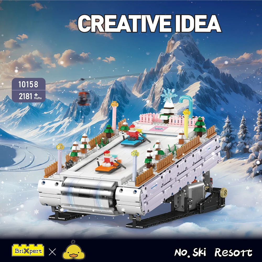 Bloques de construcción mecánicos de alta tecnología para esquí eléctrico, modelo de potencia modificada, juguetes de ladrillos compatibles con LEGO