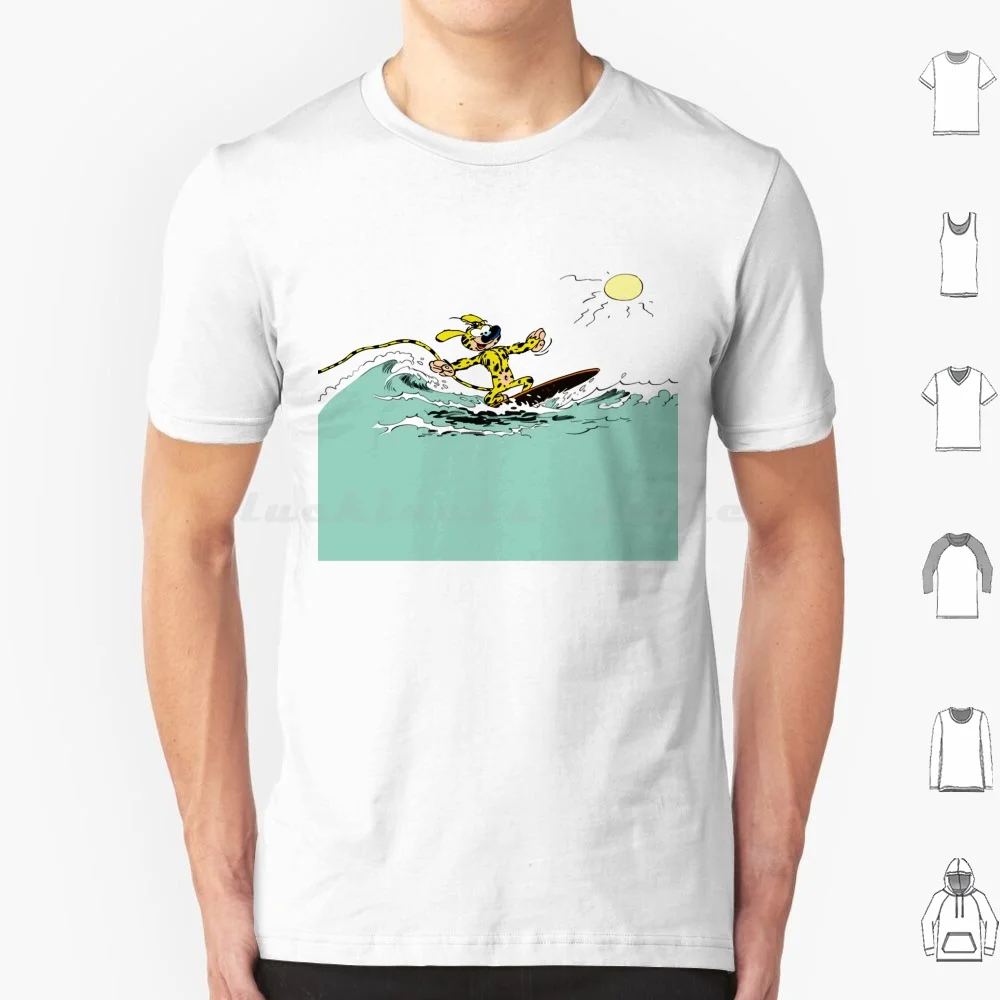 Camiseta de surf Marsupilami, camiseta fresca de algodón 6xl, personaje de cómic, amarillo, Andre Spirou, Bélgica, Francia, Fantasio, revista de mascotas