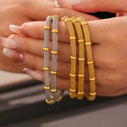 Stainless Steel Hollow Mesh Chain Bangle For Women Gold Silver Color Round Wristband Women Bangle Bracelets Waterproof Jewelry