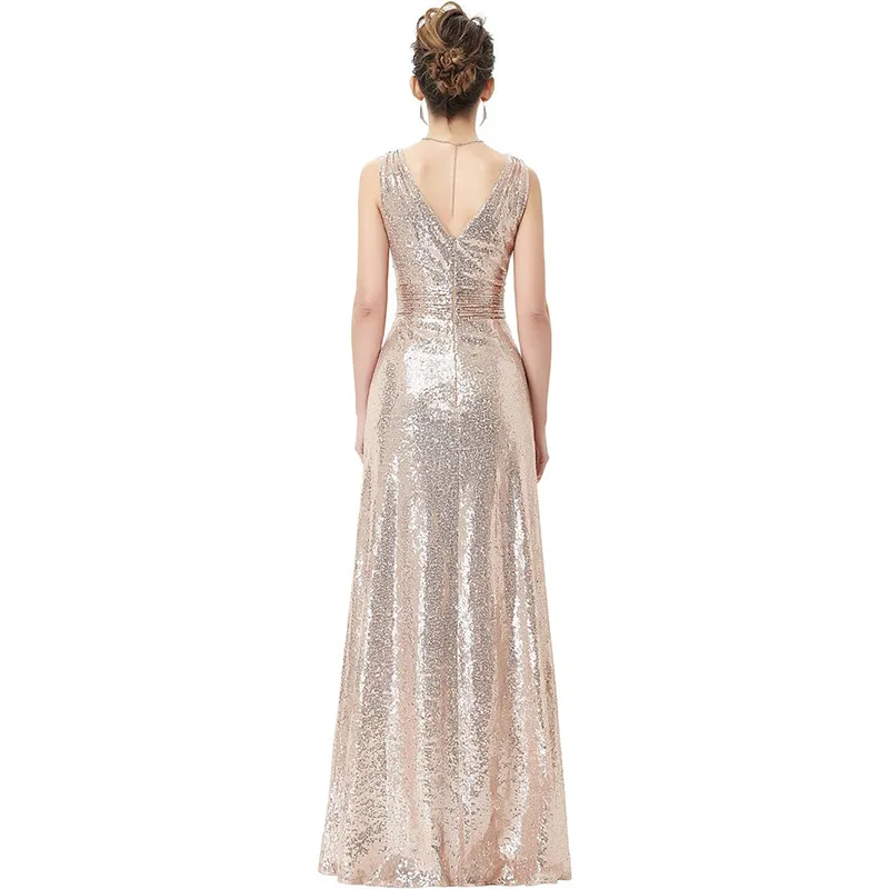

iny Sequin Women's Maids Dr Svel Ultra Long Evening Gown Par Ball Gown Faionable mid Waist Silk Fabric