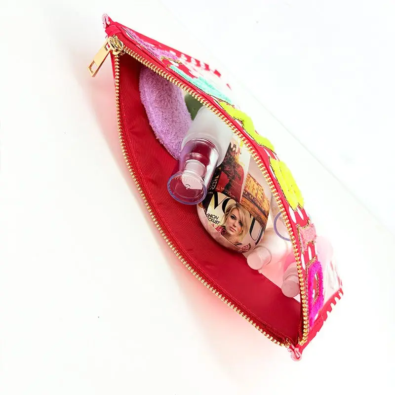 PVC Transparent Cosmetic Bag Female Portable Wash Bath Fitness Swimming Travel Makeup Pouch Bag Support DIY Patches