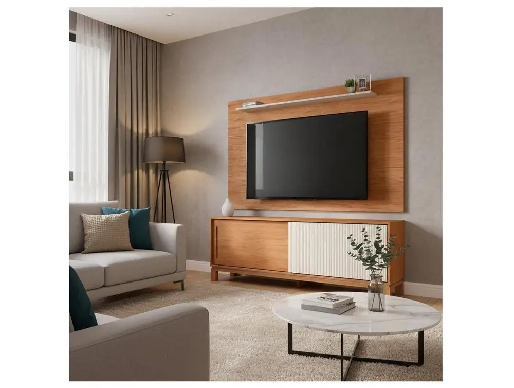 RACK FLORA PARA TV Ate 65”, com Painel Suspenso e 2 Portas - Caemmun