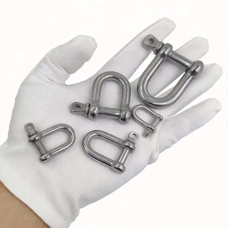 1pc D-type Clamp Unloading Hook M4-M12 Horseshoe Shackle Wire Rope Lock Chain Connecting Buckle 304 Stainless Steel
