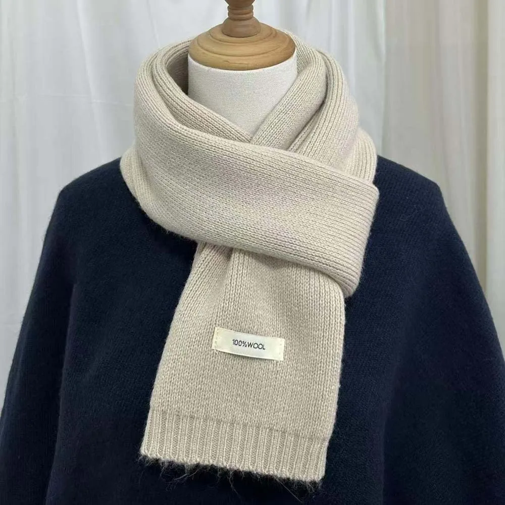 

Большой однотонный вязаный шерстяной шарф, морозостойкий мягкий длинный утолщенный шейный шарф, универсальный ветрозащитный зимний теплый шарф, осень