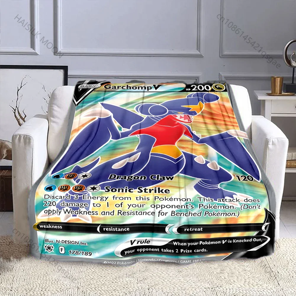 Pokémon Game Card Garchomp Print Blanket Adult Children Warm Blankets Home Travel Car Soft and Comfortable Blanket for Gifts