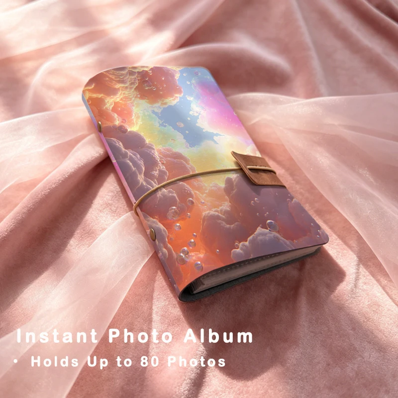 Rainbow Bubble Cloud Loose-Leaf Photo Album 6-Ring Binder 3 Inch Photo Pocket Book Travel Family Couple Baby Memory Collection