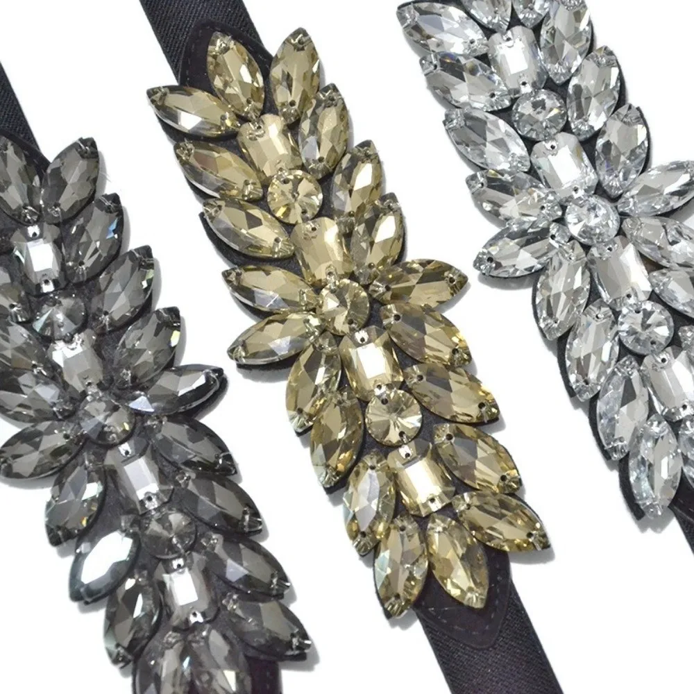 Shiny Crystal Stretch Waist Belt Rhinestone Exaggerated Ornate Style Elastic Waist Belt Sparkly Large-Grain Waist Cincher Daily
